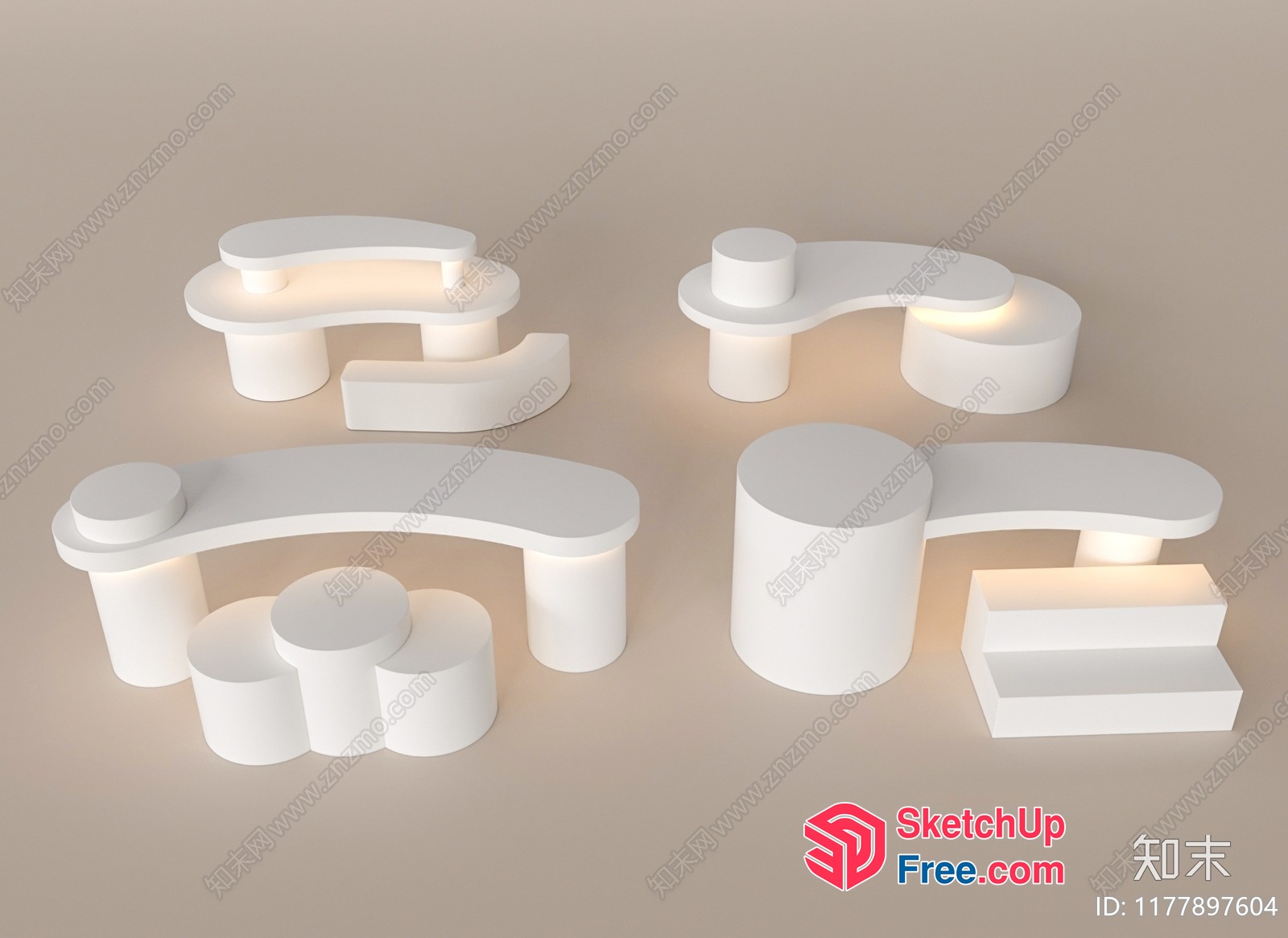 Modern White Architectural Display Furniture 3D SketchUp File