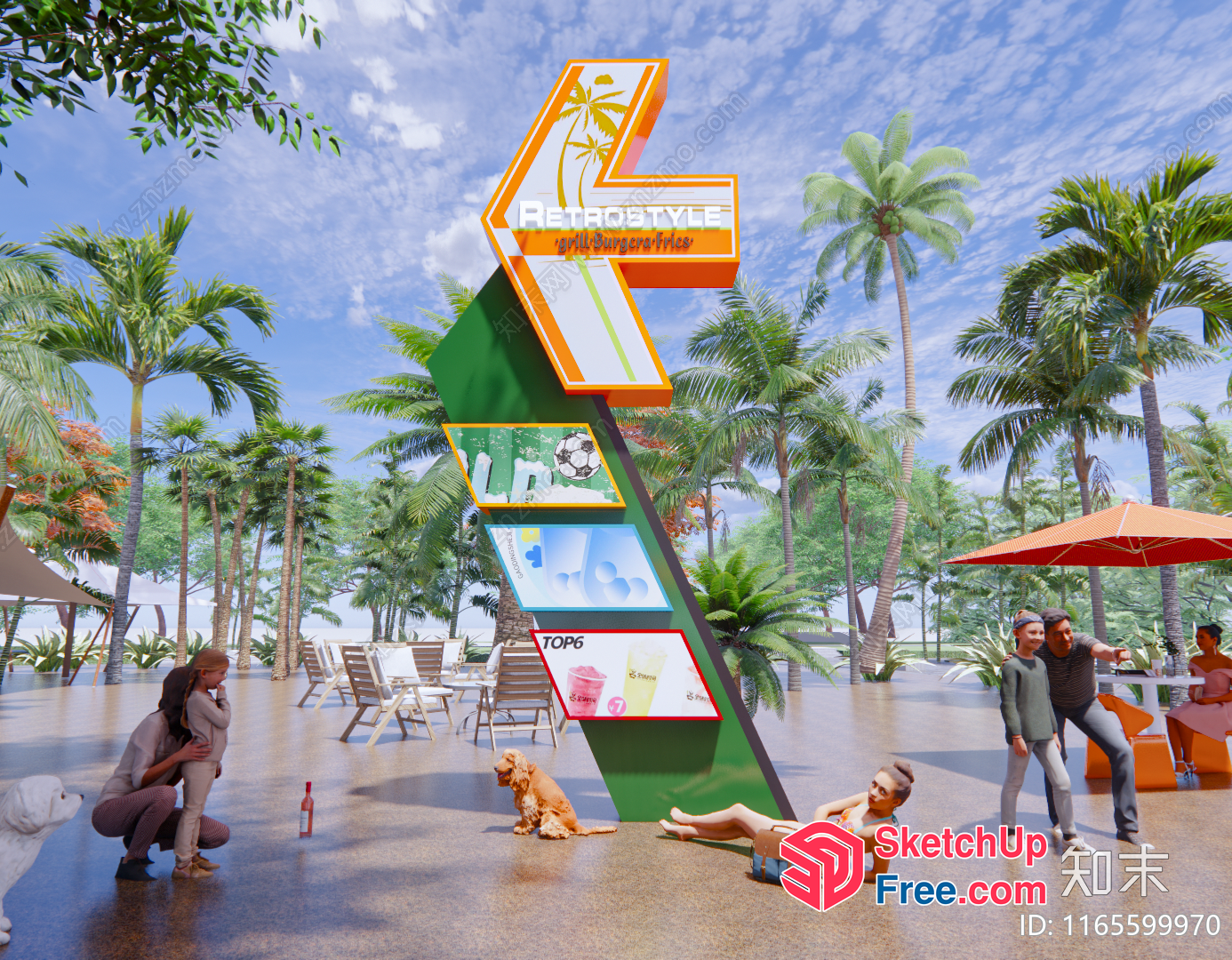 Retro-Style Sign With Sunscreen Styles 3D SketchUp File