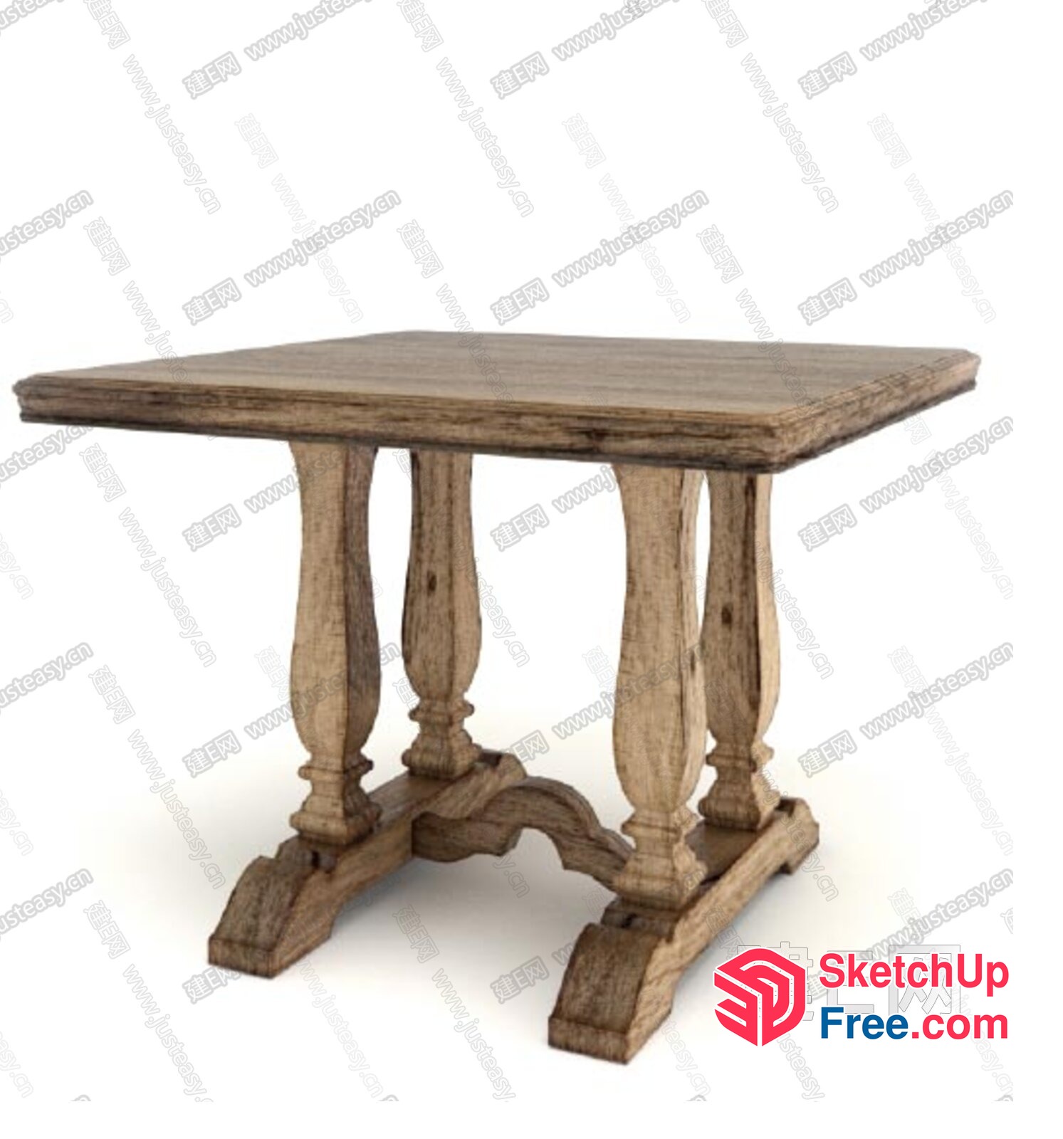 Antique Wooden Table With Ornate Legs 3D SketchUp File