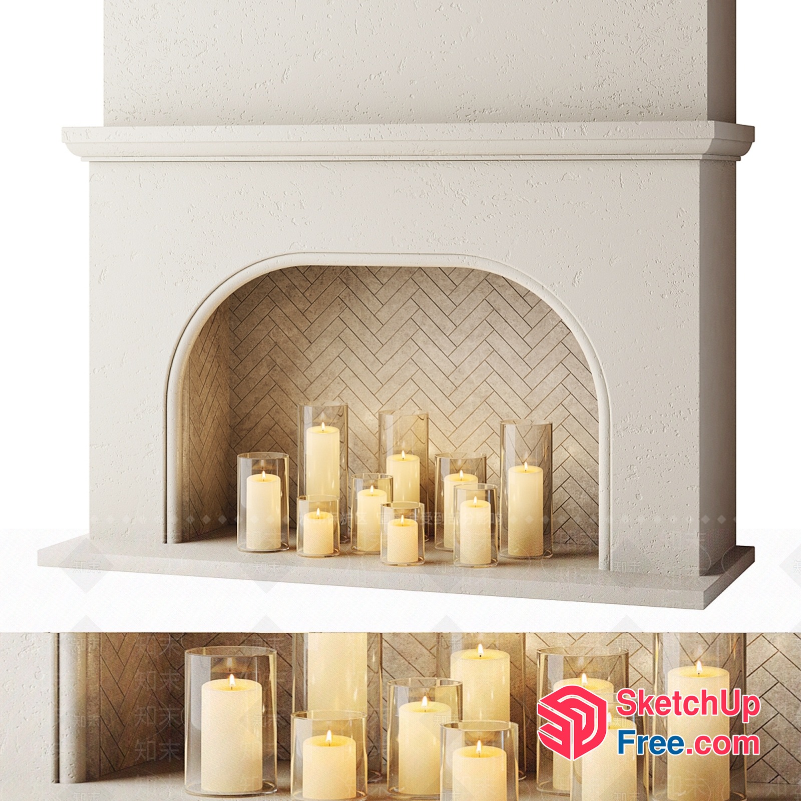 Elegant Fireplace With Candle Decor 3D SketchUp File