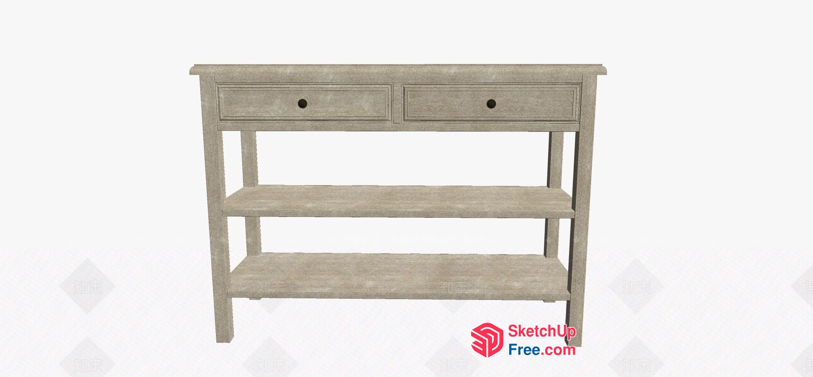 Console Table With Drawers And Shelves 3D SketchUp File