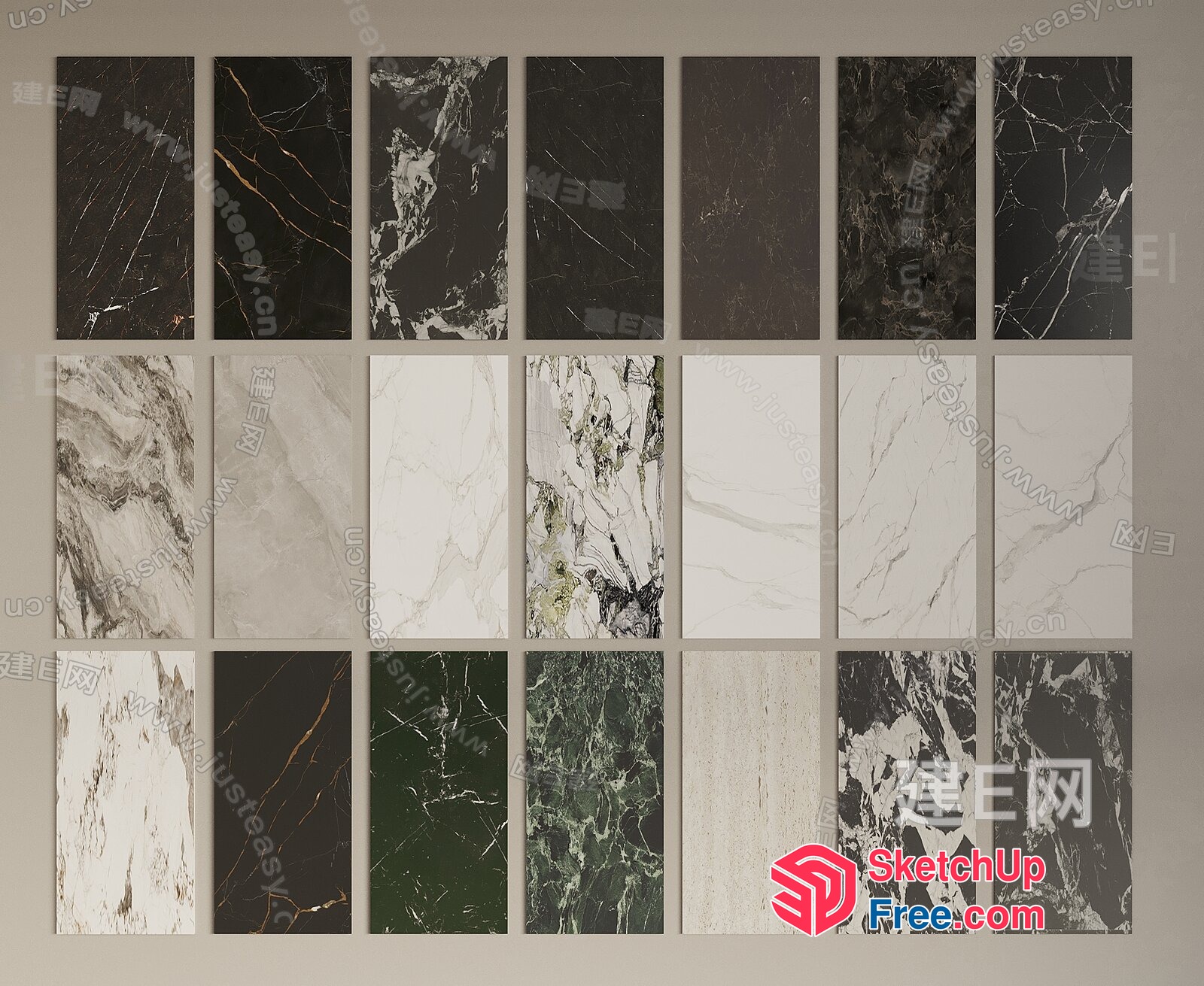 Marble Patterned Tiles 3D SketchUp File