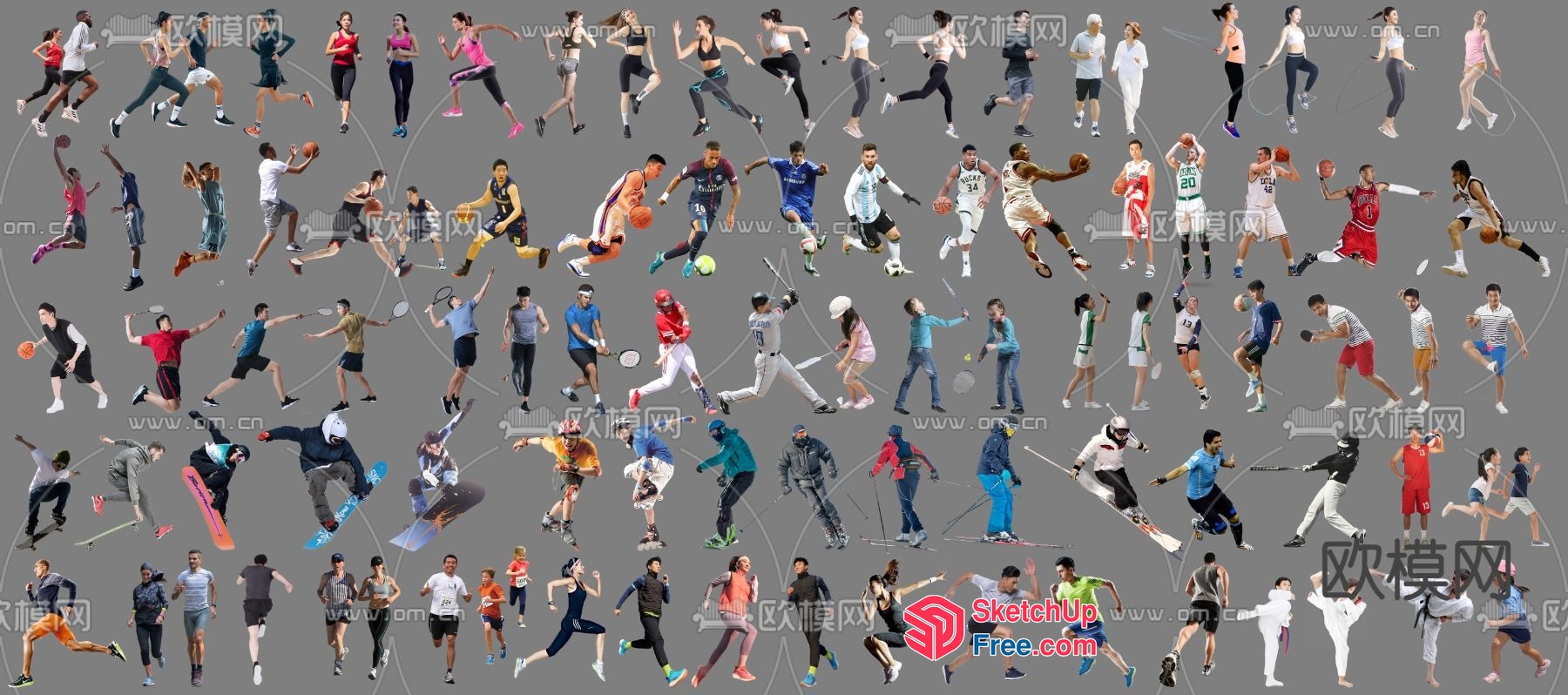 A Large Group Of People Engaged In Various Sports And Activities 3D SketchUp File