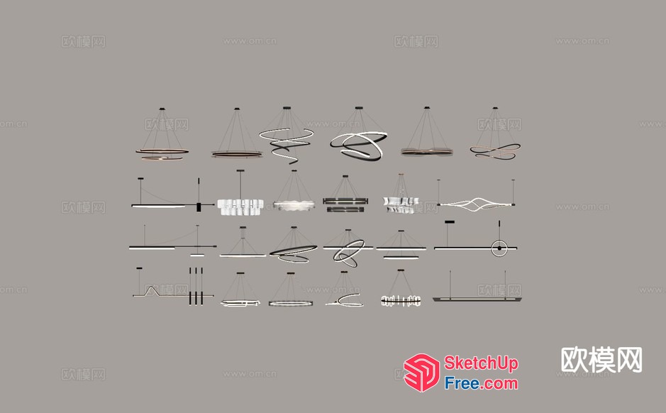 Modern Contemporary Ceiling Light Fixtures Collection 3D SketchUp File