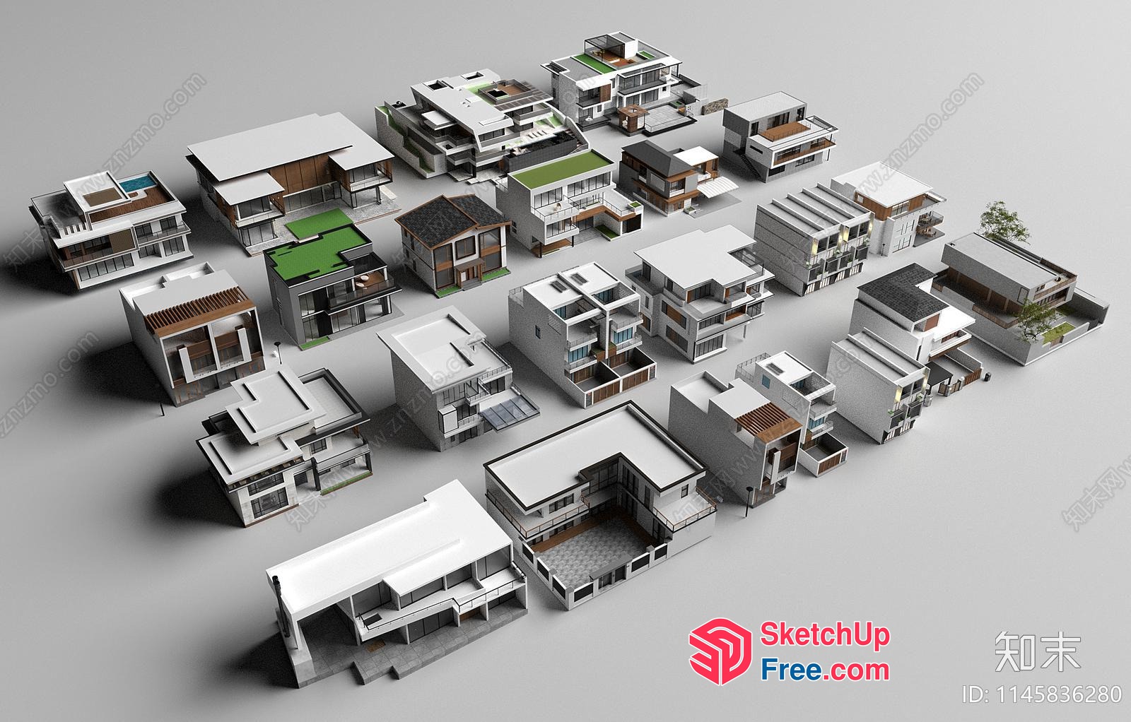 3D Model Of Modern Houses 3D SketchUp File