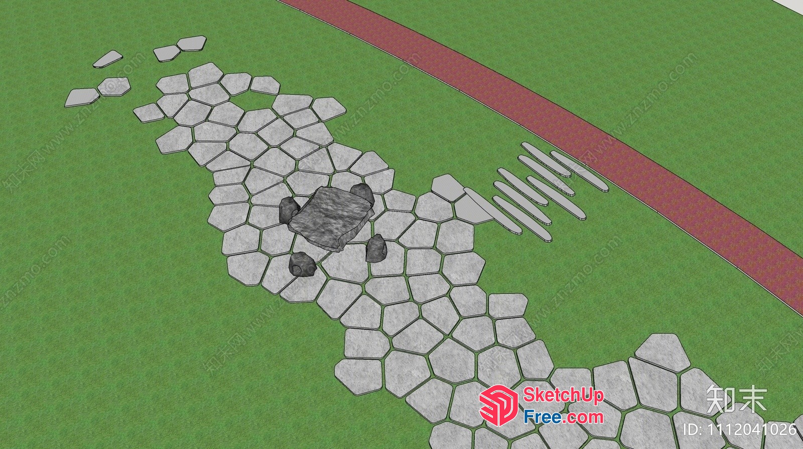 Stone Pathway Leading To A Rock Formation 3D SketchUp File