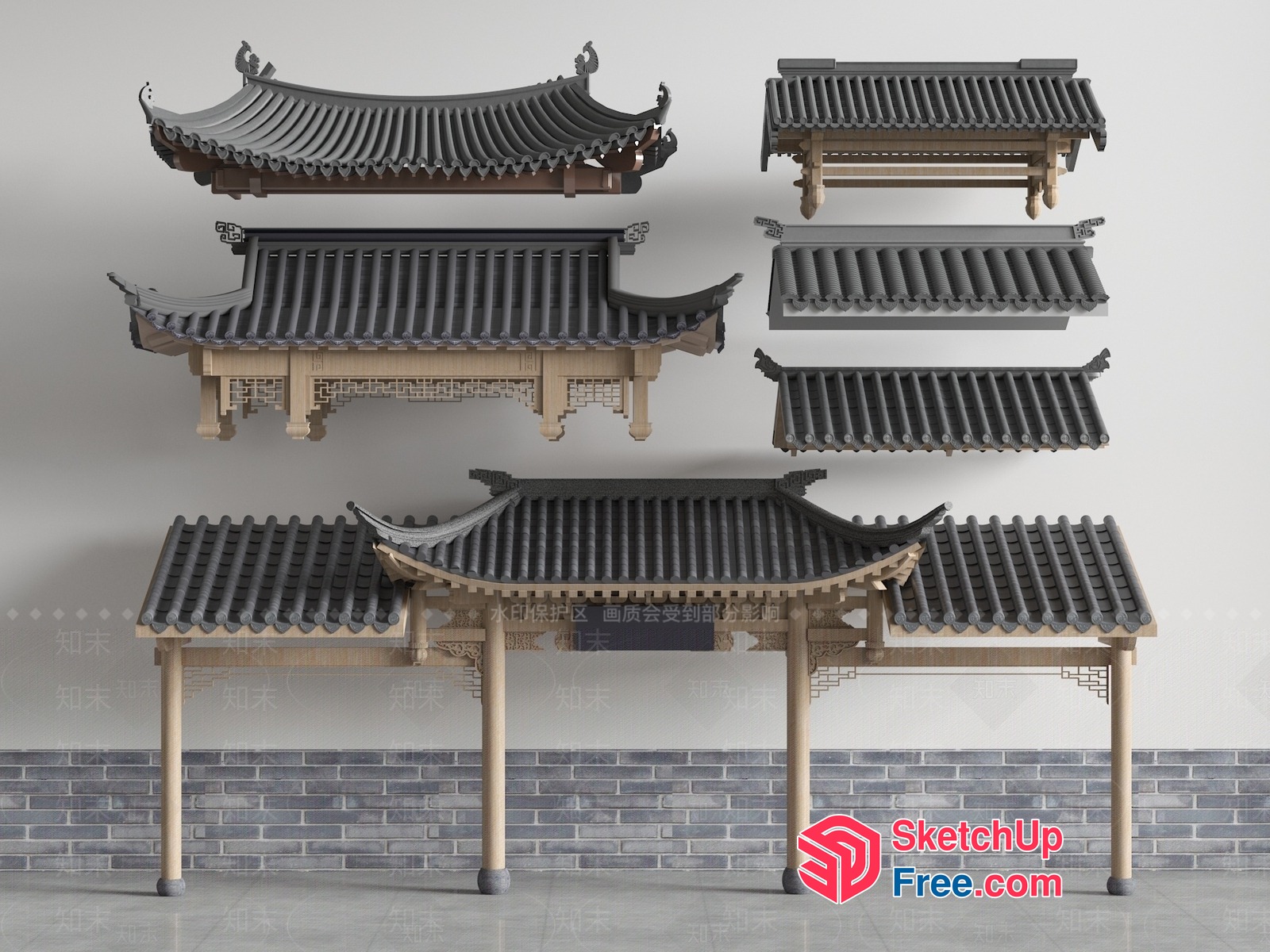 Asian Style Roof Synthesis 3D SketchUp File