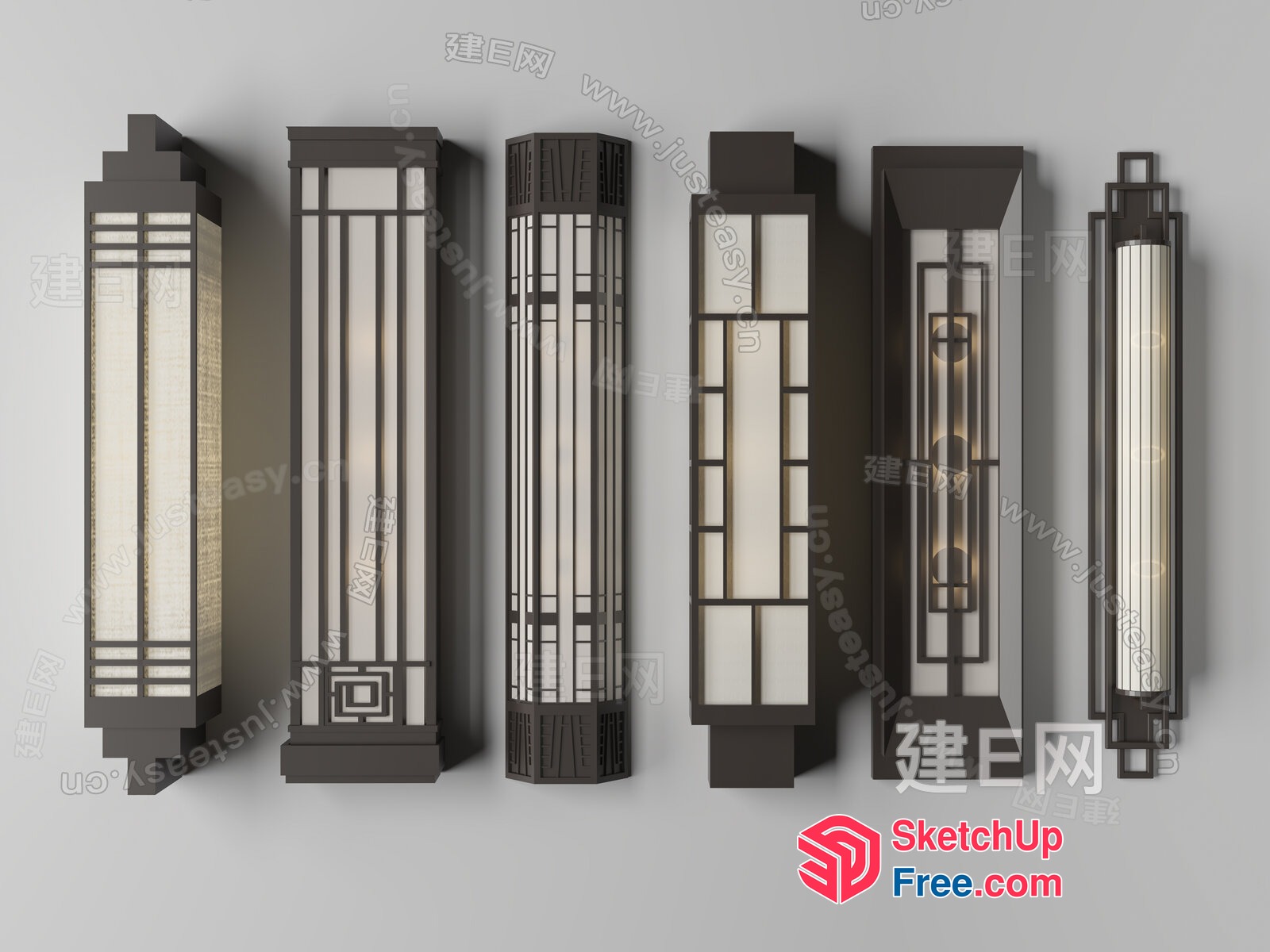 Modern Wall Light Fixtures With Geometric Patterns 3D SketchUp File