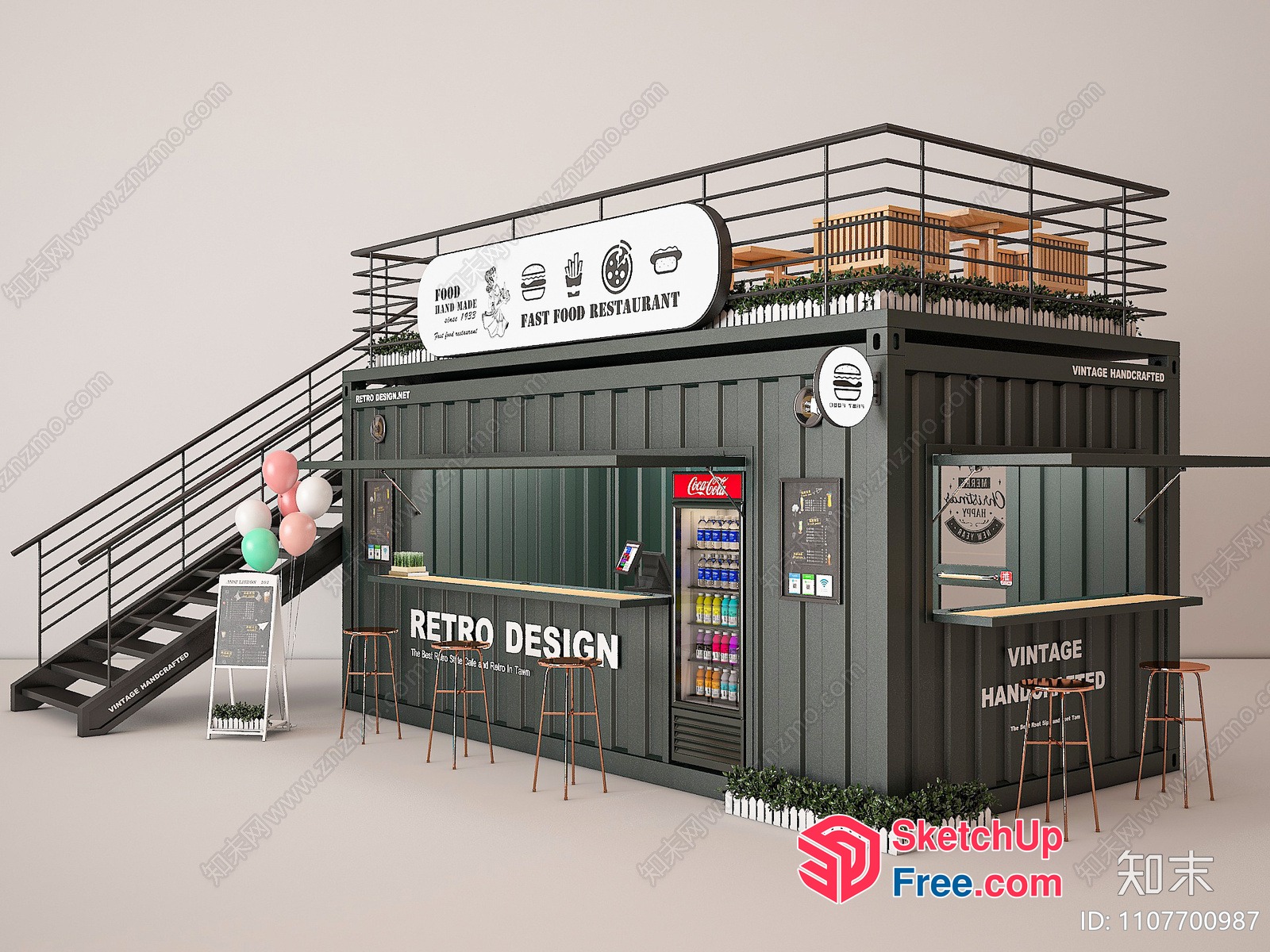 Fast Food Restaurant Exterior 3D SketchUp File