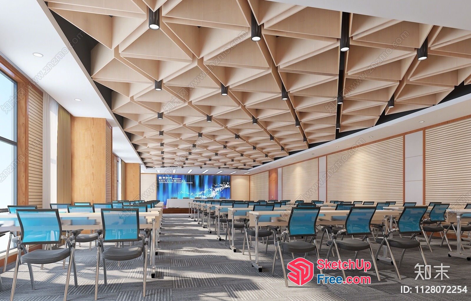 Modern Conference Room Interior With Unique Ceiling Design 3D SketchUp File