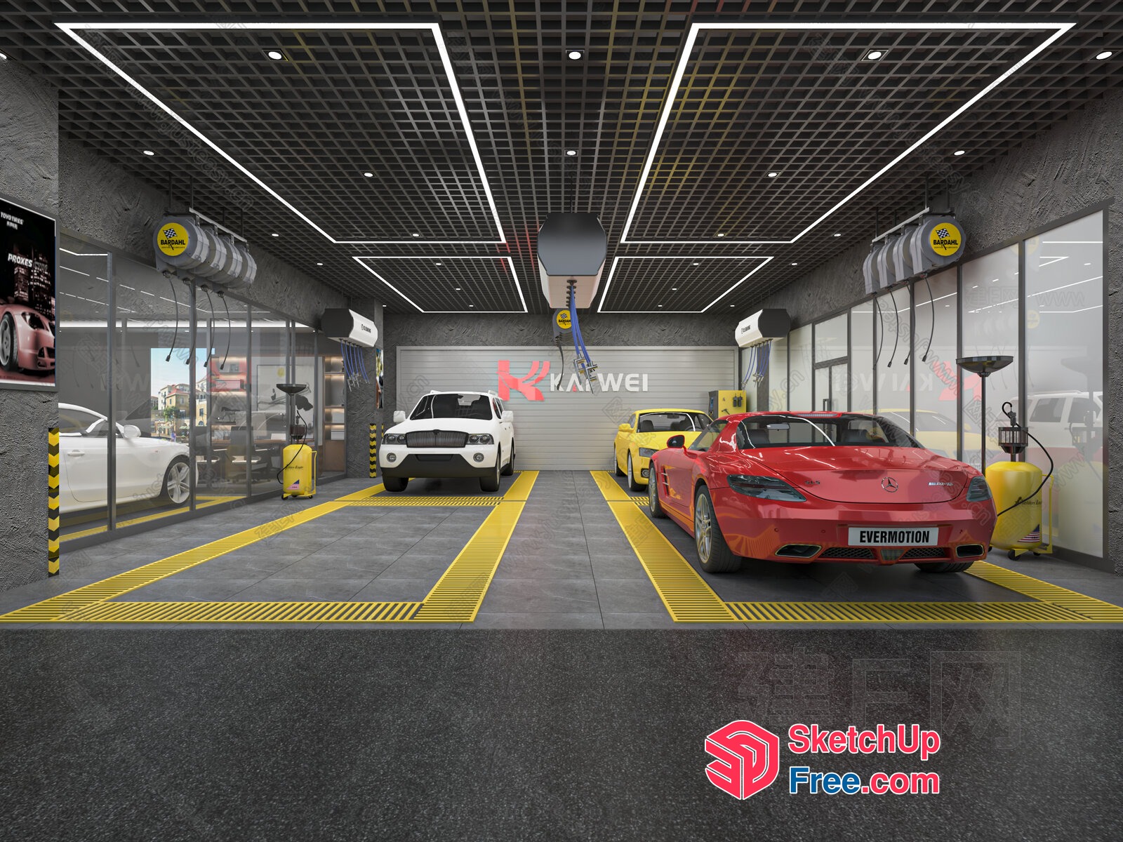 Modern Car Service Station 3D SketchUp File