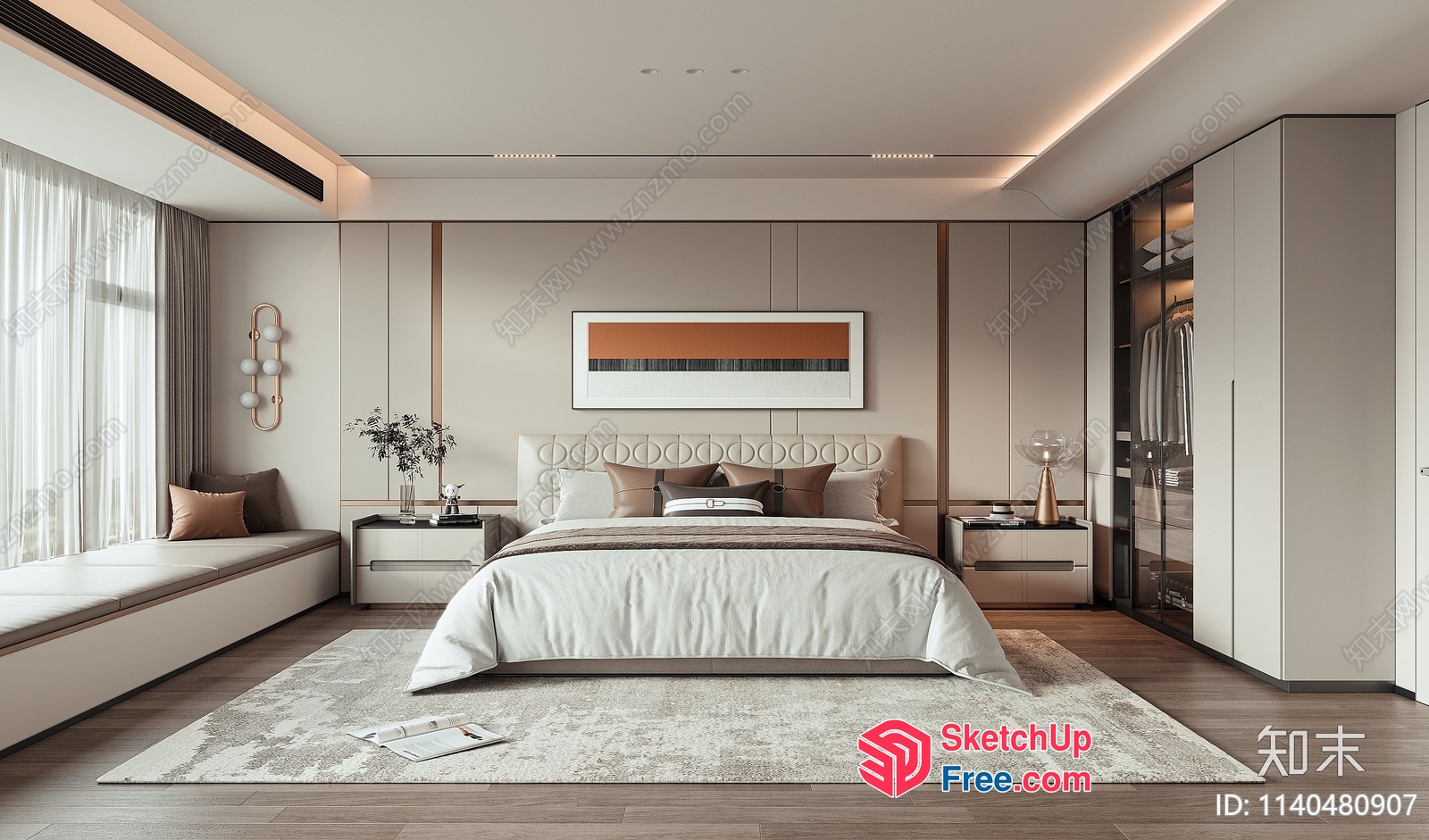 Elegant And Modern Master Bedroom Interior Design 3D SketchUp File