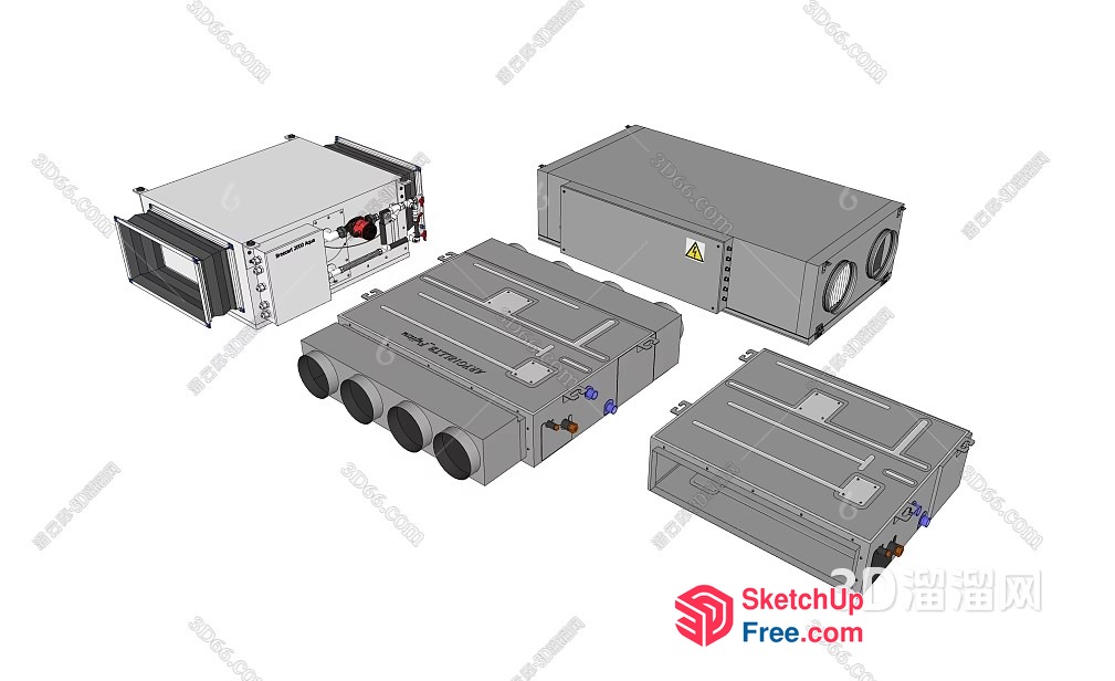 Grey Metal Box-Like Objects With Various Openings 3D SketchUp File