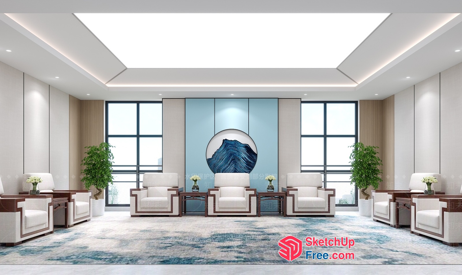 Modern Minimalist Living Room Design With Natural Elements 3D SketchUp File
