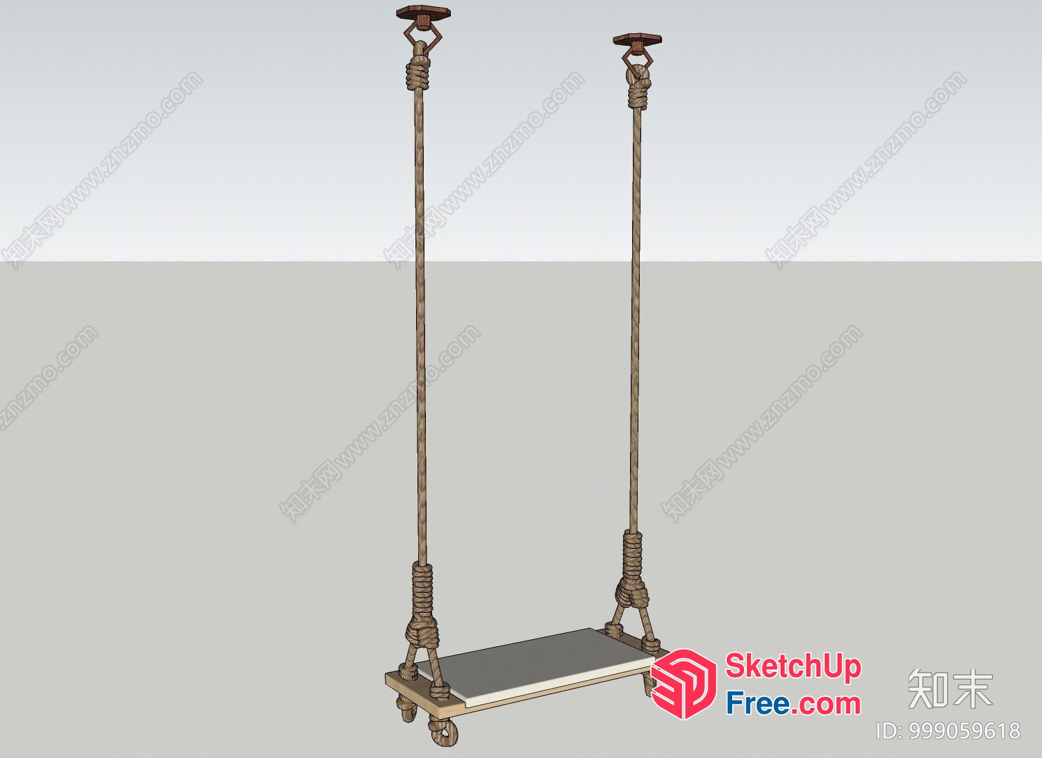 Antique Rope And Wood Swing 3D SketchUp File