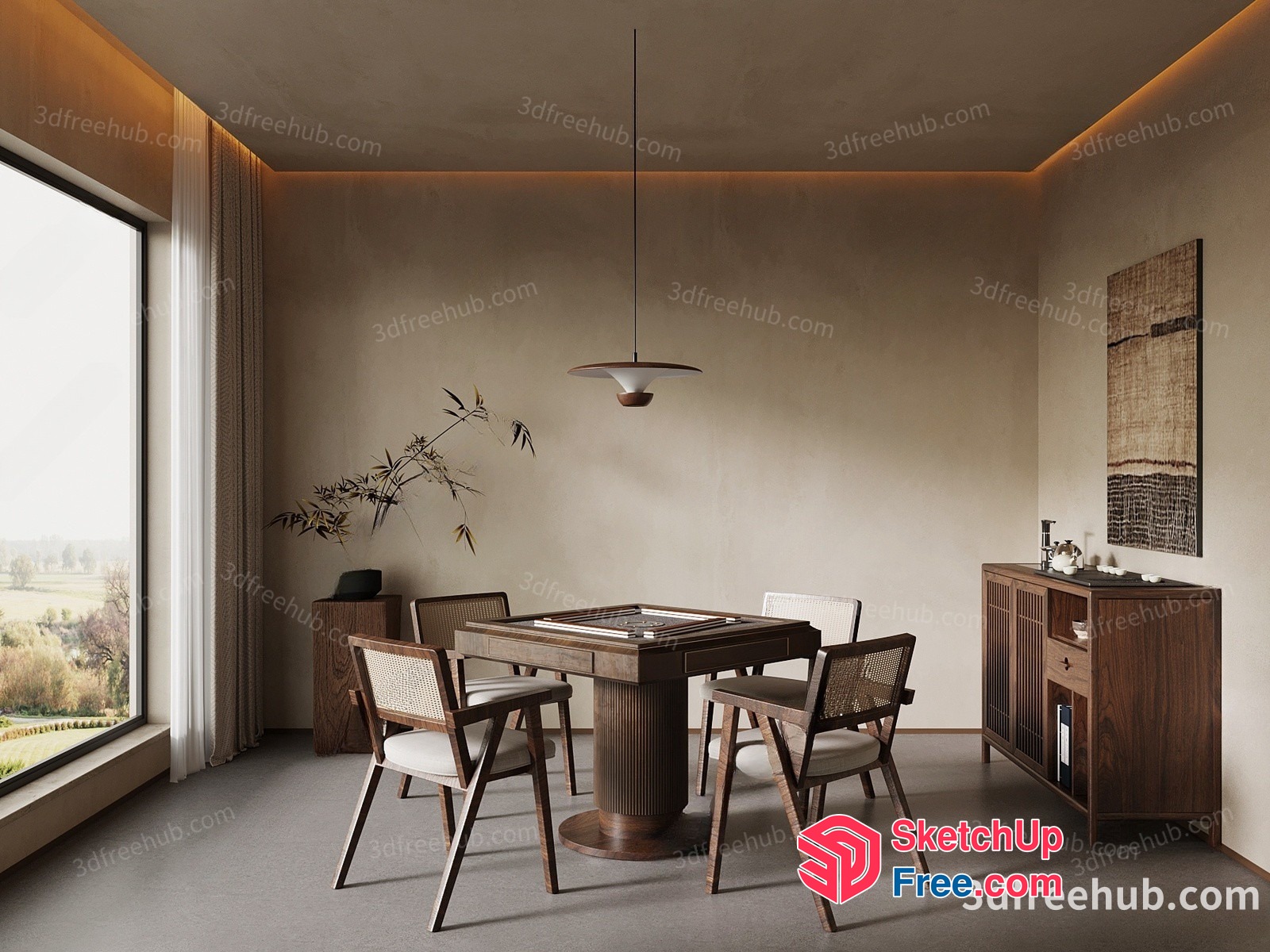 Modern Dining Room With A View 3D SketchUp File