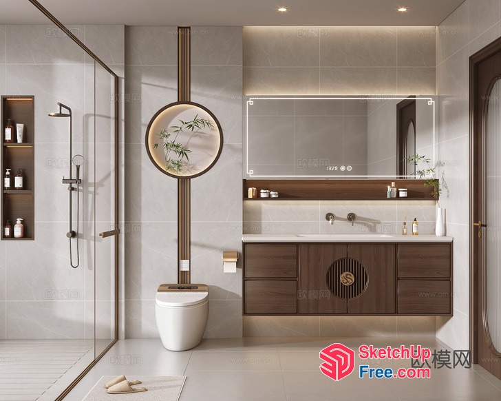 Modern Bathroom With Elegant Lighting And Decor 3D SketchUp File
