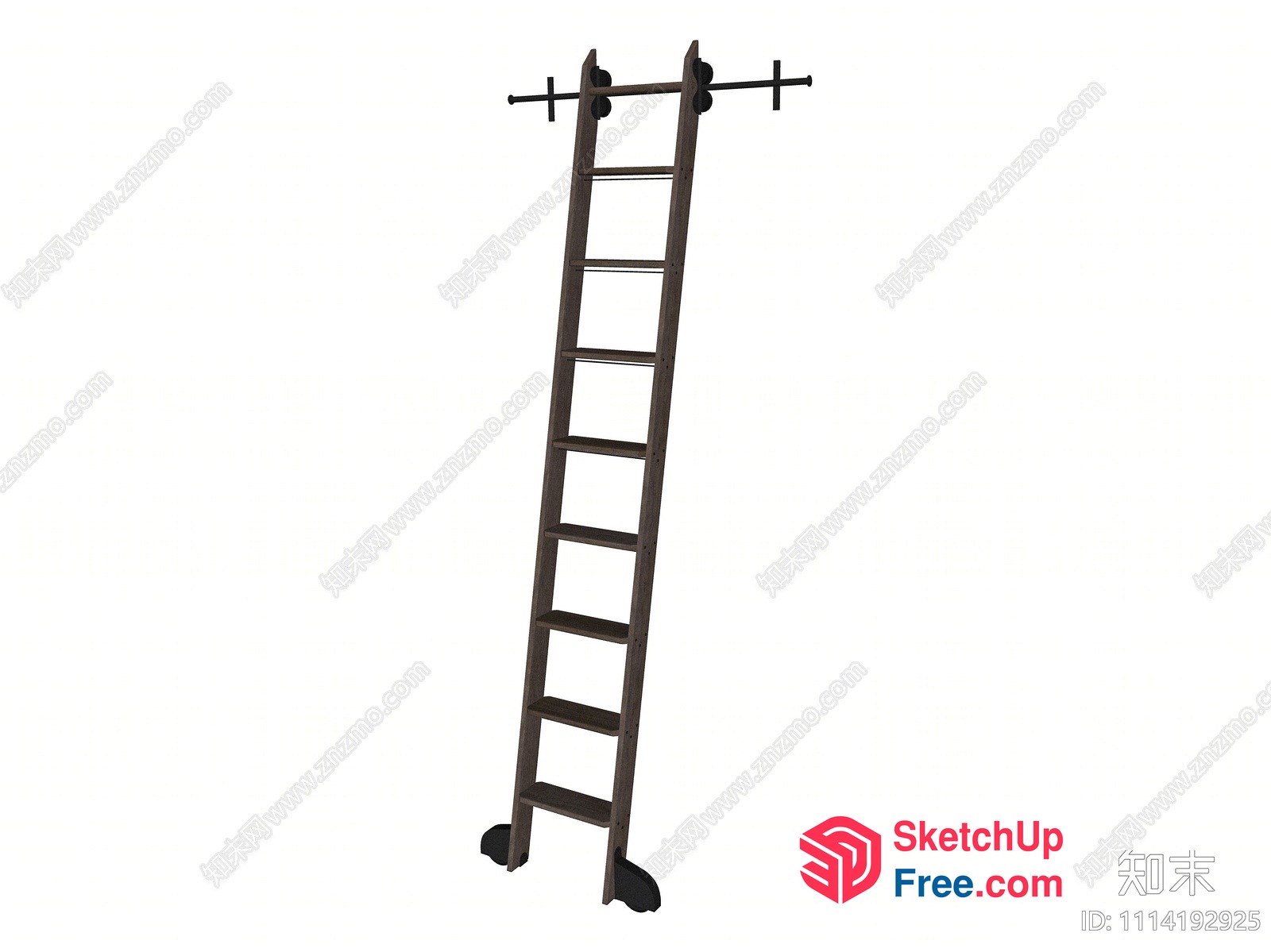 Wooden Staircase With Ladder 3D SketchUp File