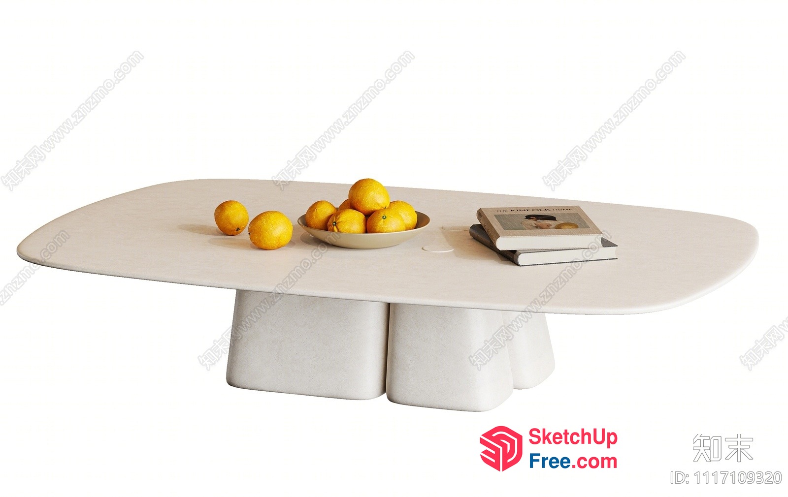 Oval Coffee Table With White Tabletop And Base 3D SketchUp File