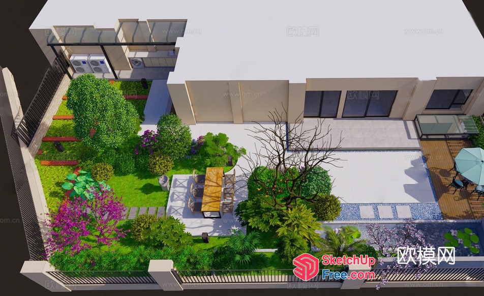 Luxurious Modern Villa With Elegant Outdoor Spaces 3D SketchUp File