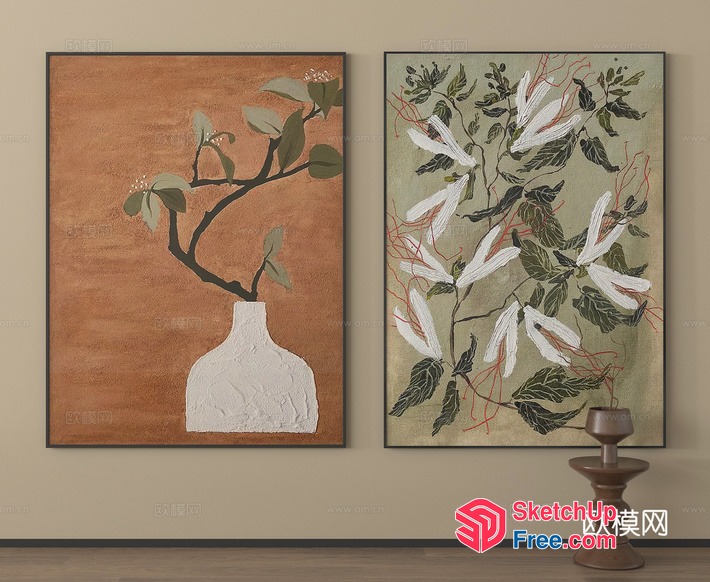 Two Beautiful Art Pieces And A Decorative Chair 3D SketchUp File