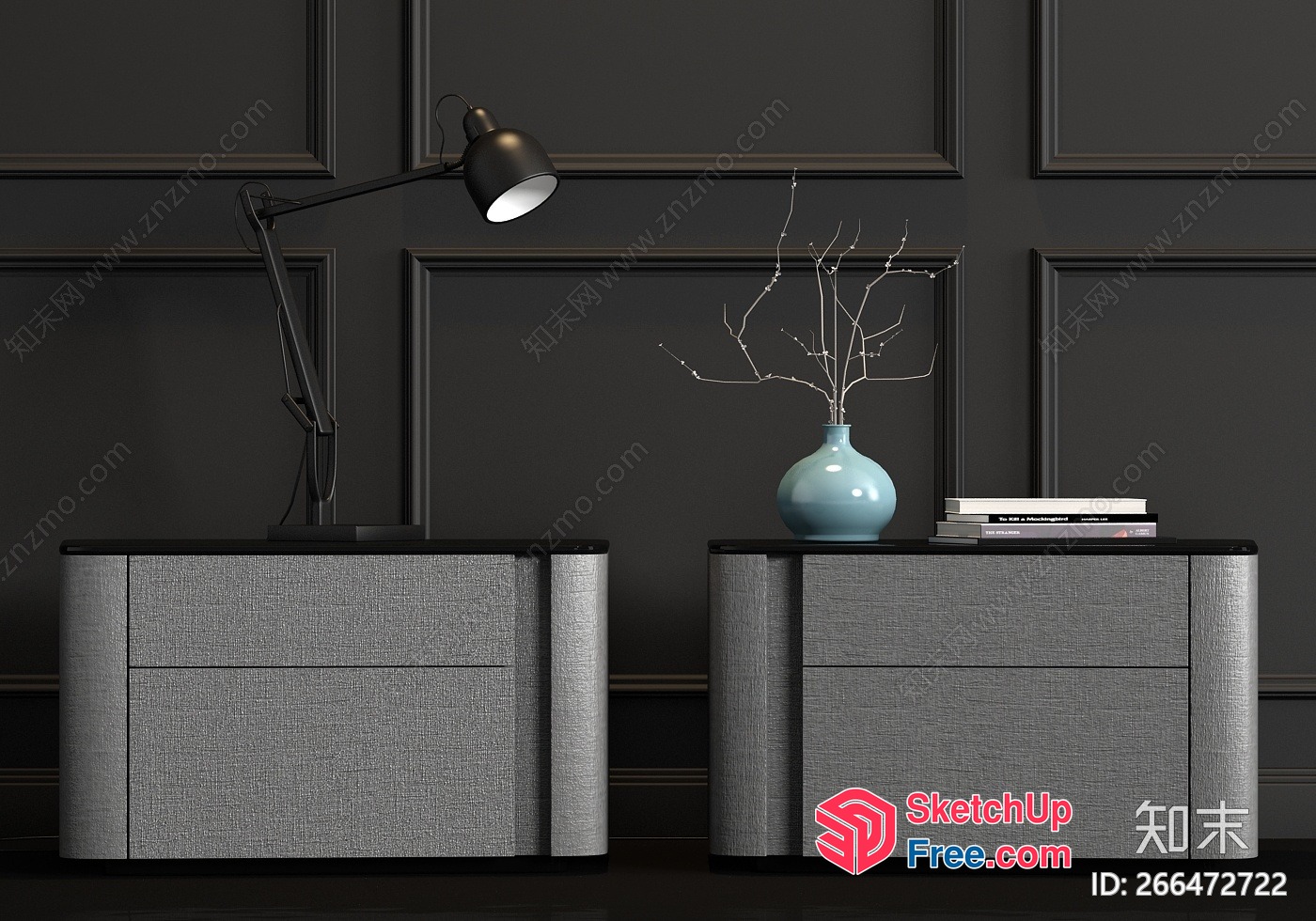 Modern Furniture Set With Dark Gray Accent 3D SketchUp File
