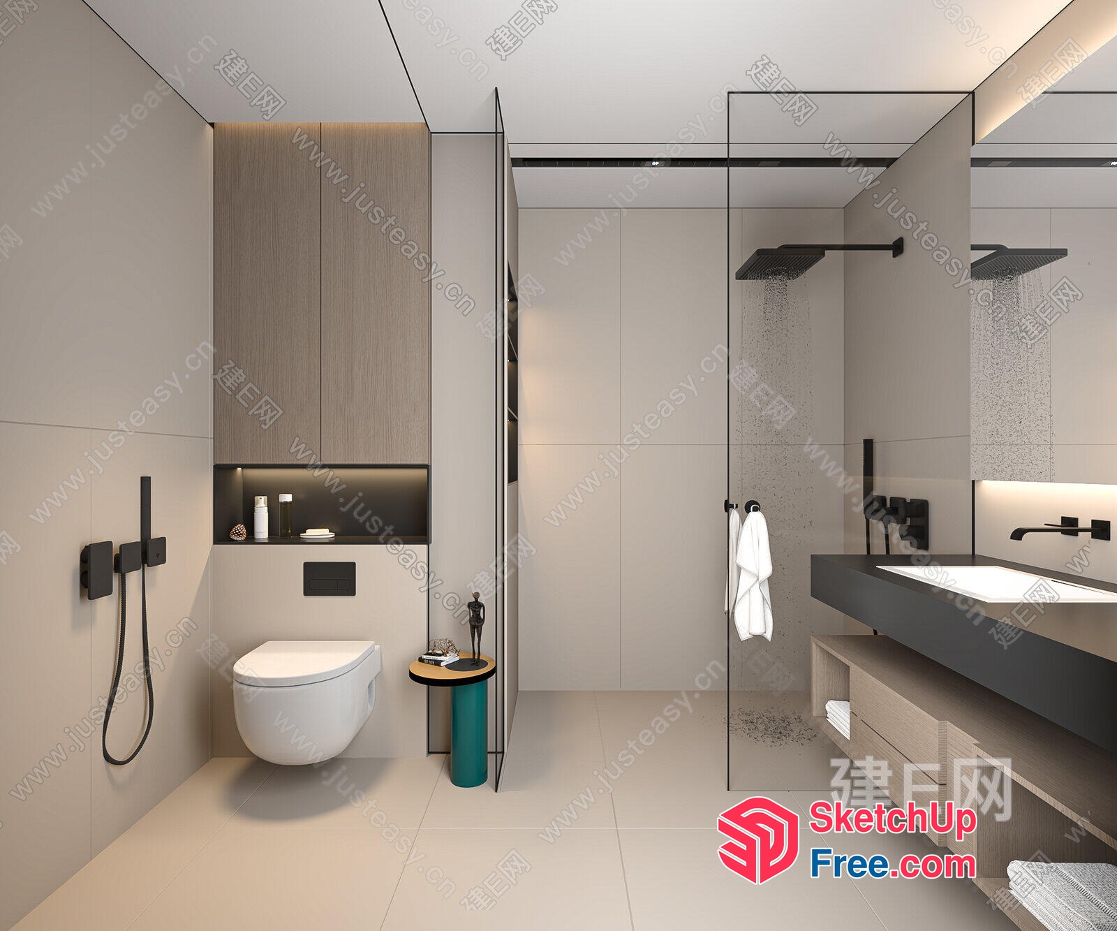 Modern Minimalist Bathroom With Clean Lines And Neutral Colors 3D SketchUp File