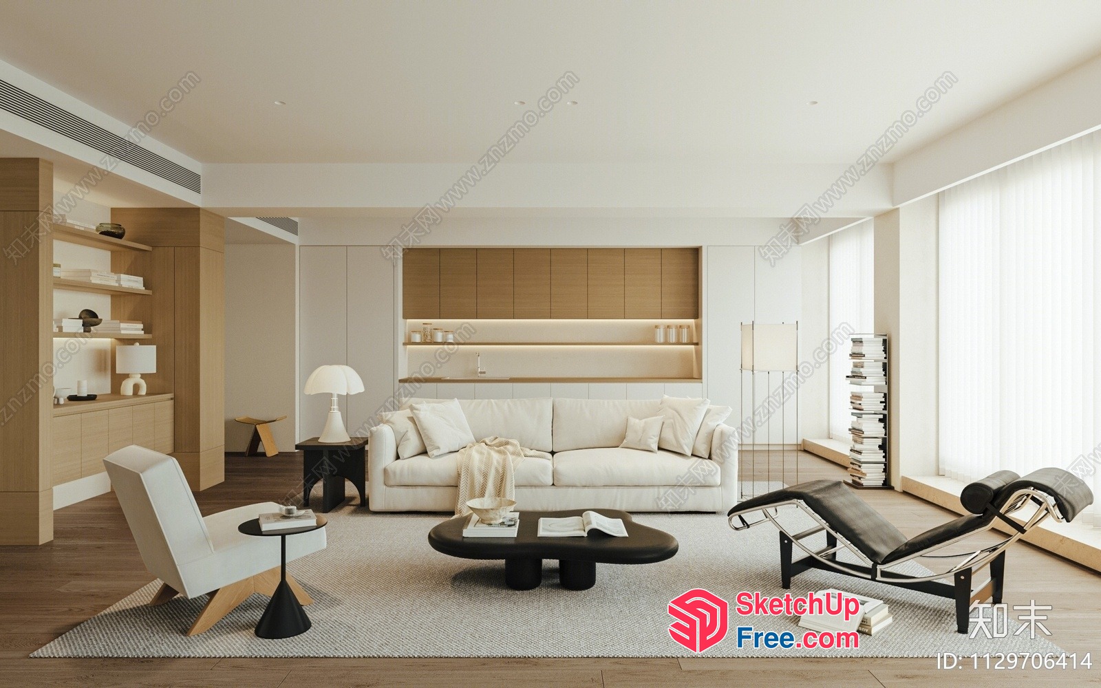 Modern Minimalist Living Room Interior 3D SketchUp File