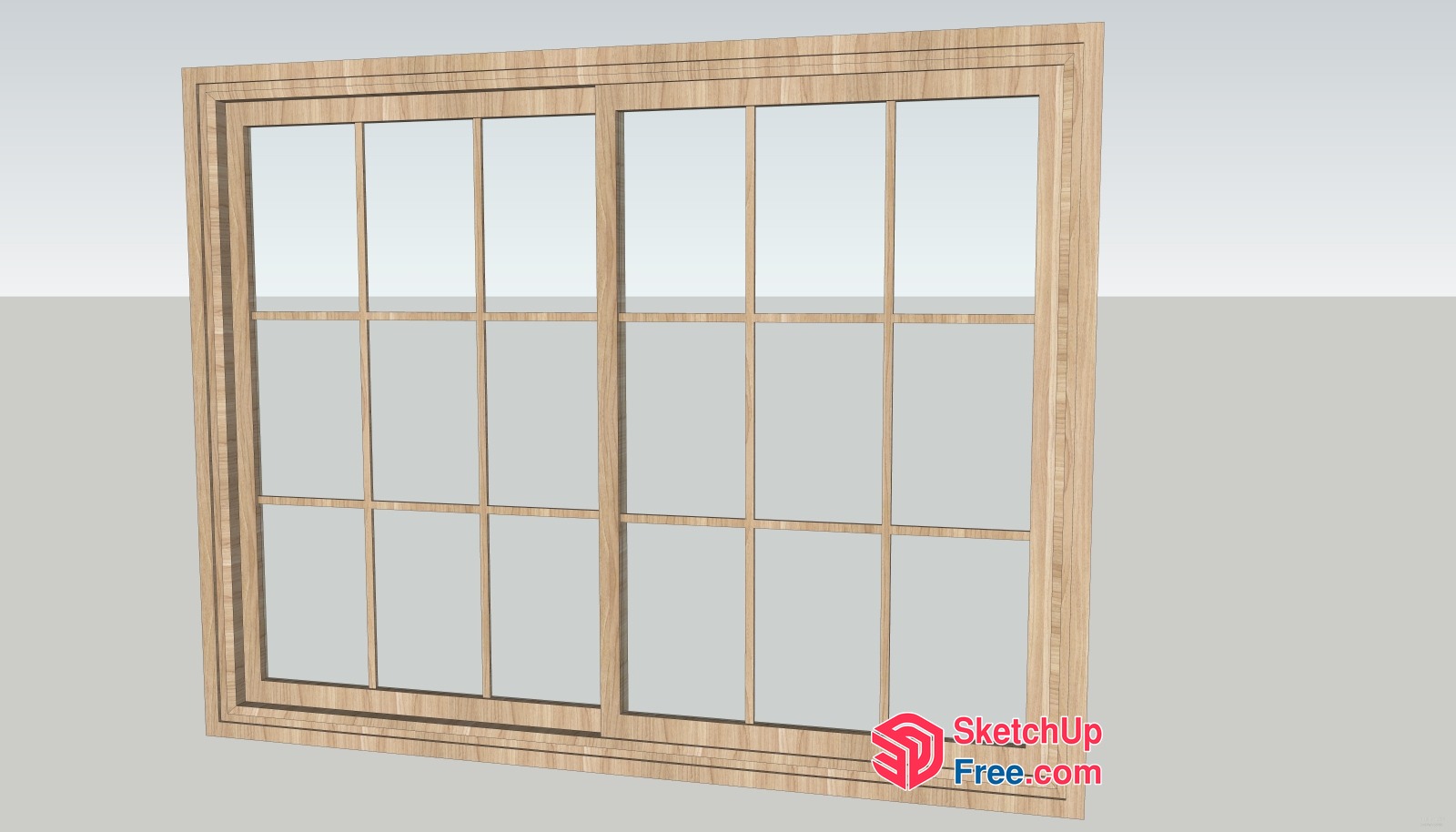 Wooden Window With 15 Panes 3D SketchUp File