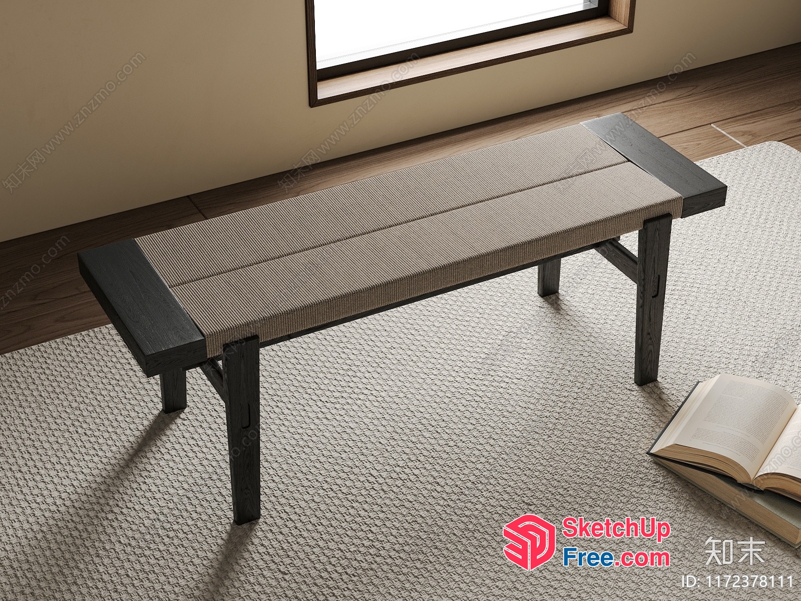 Japanese Style Bench In A Minimalist Room 3D SketchUp File