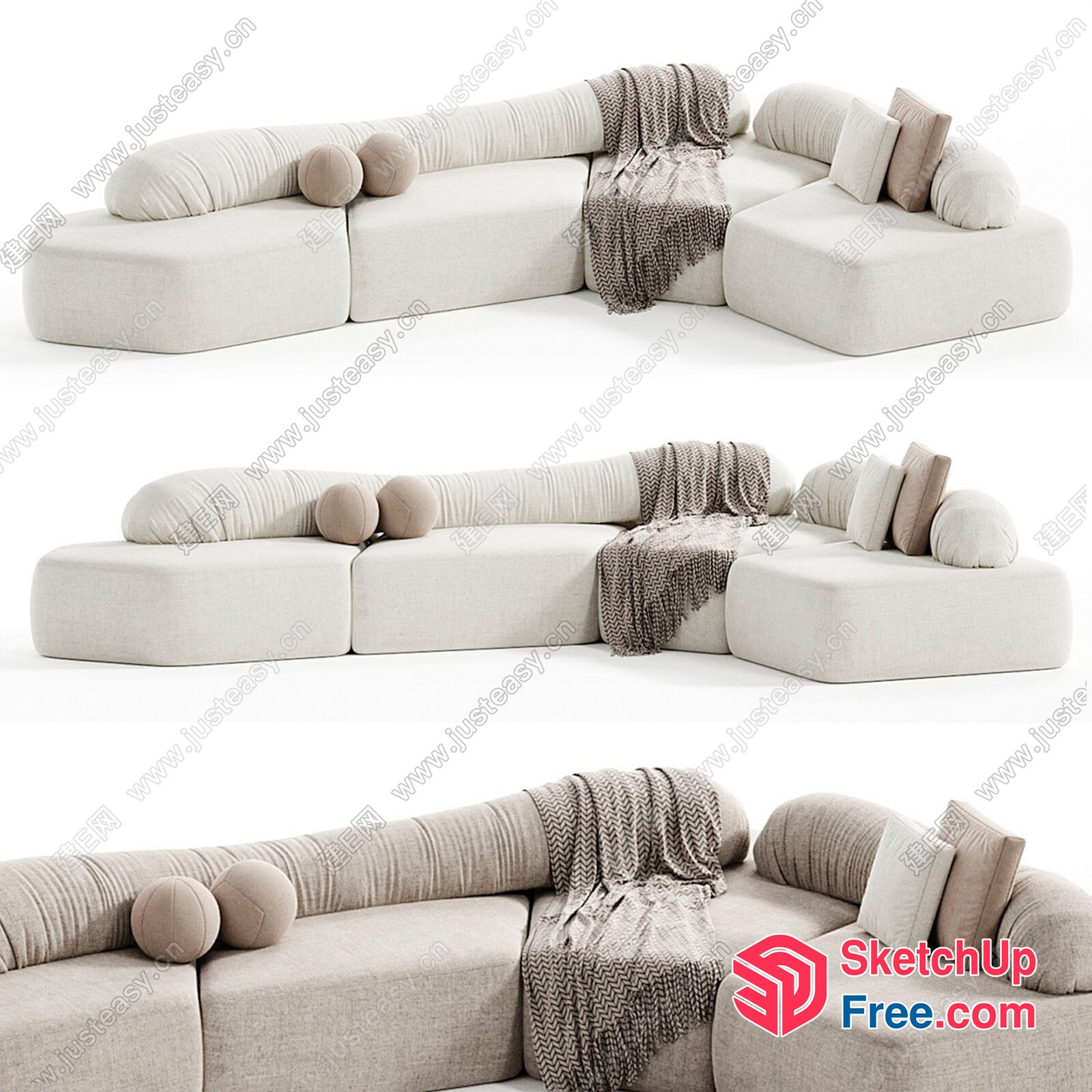 Elegant And Comfortable Living Room Sofa Set 3D SketchUp File
