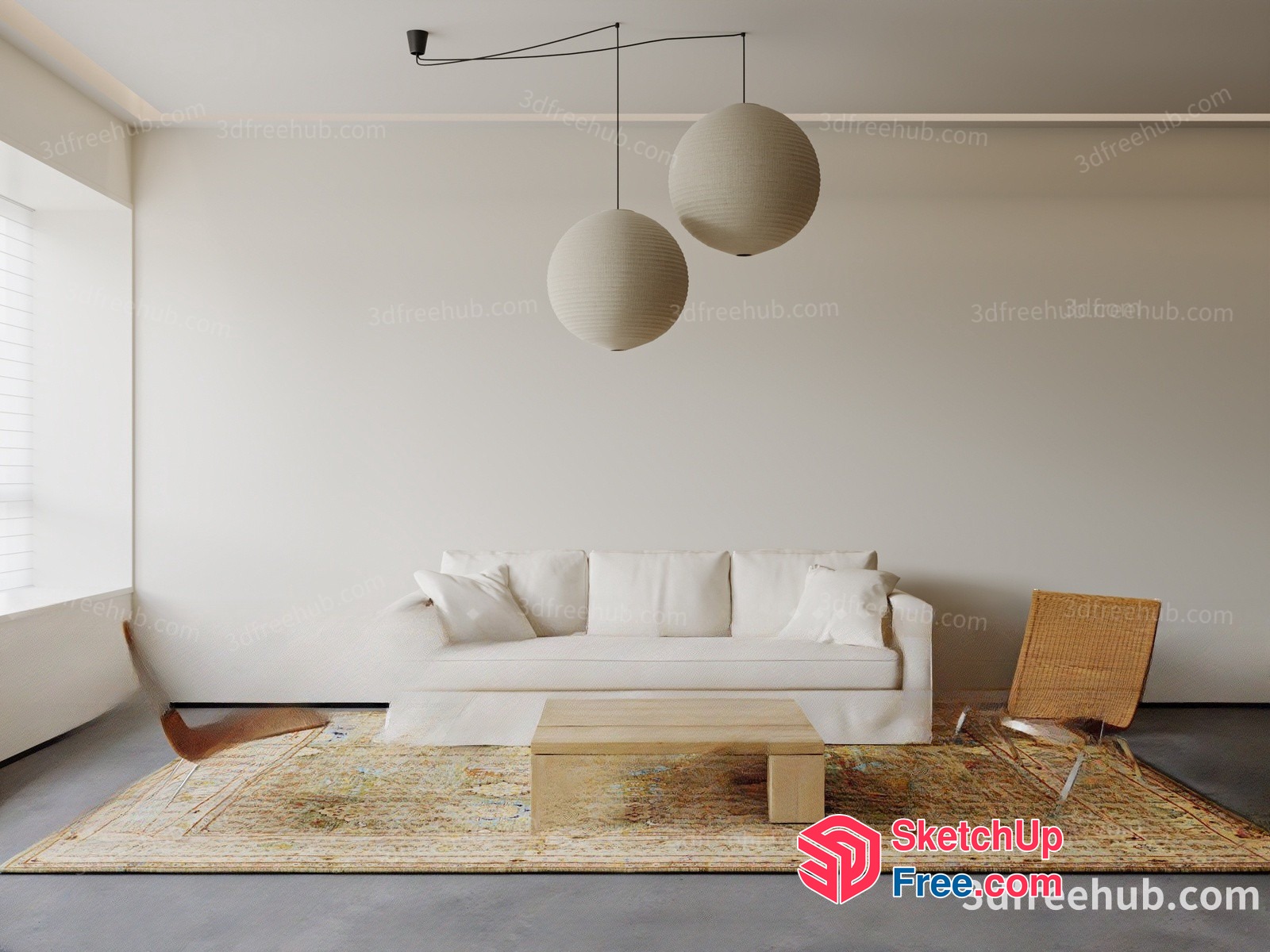 Modern Minimalist Living Room With Sleek Furniture 3D SketchUp File