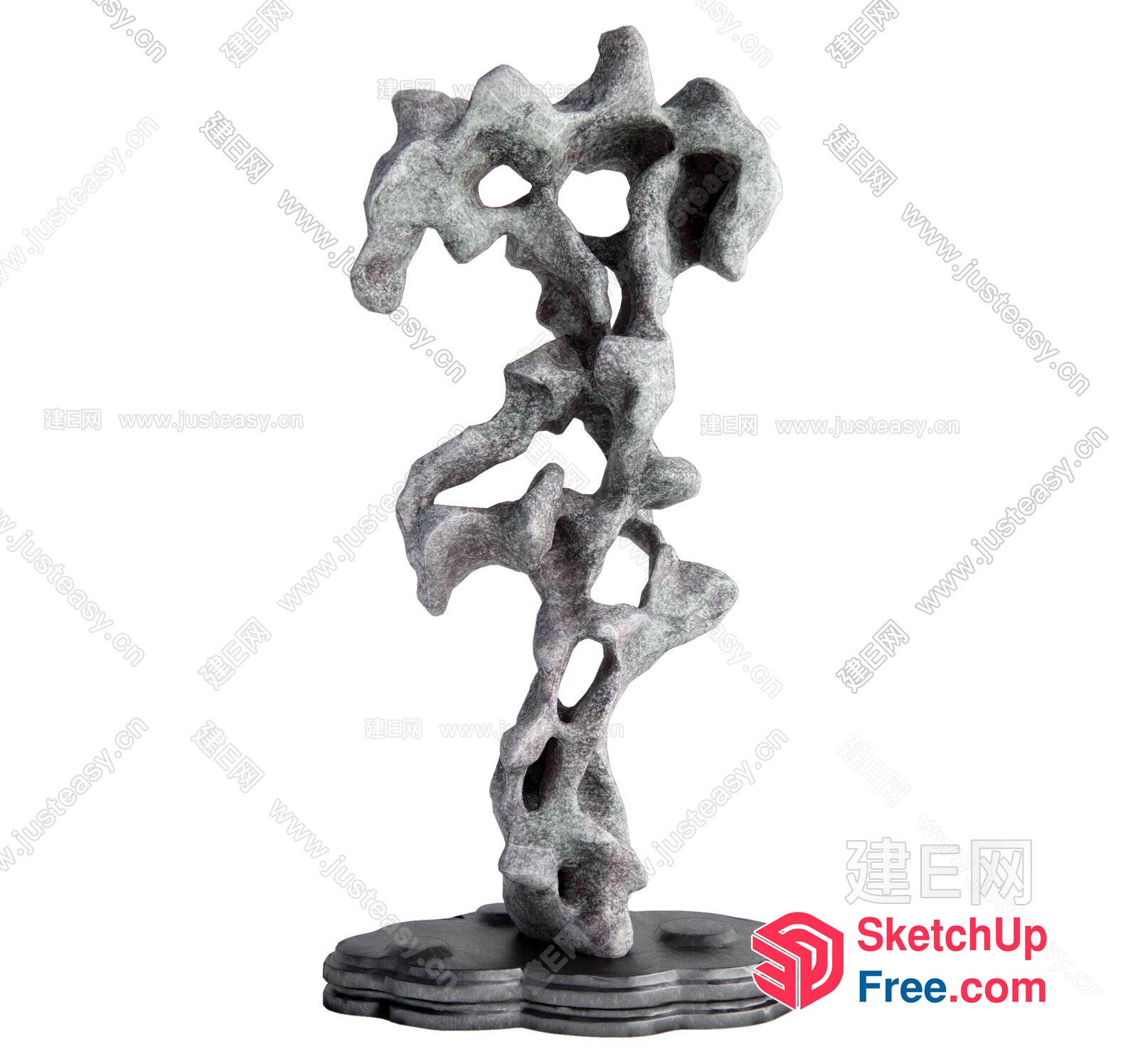 Abstract Stone Sculpture With Intricate Holes 3D SketchUp File