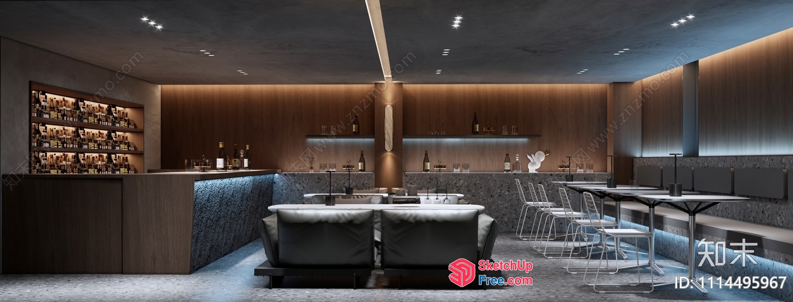 Modern Minimalist Bar And Lounge Interior 3D SketchUp File