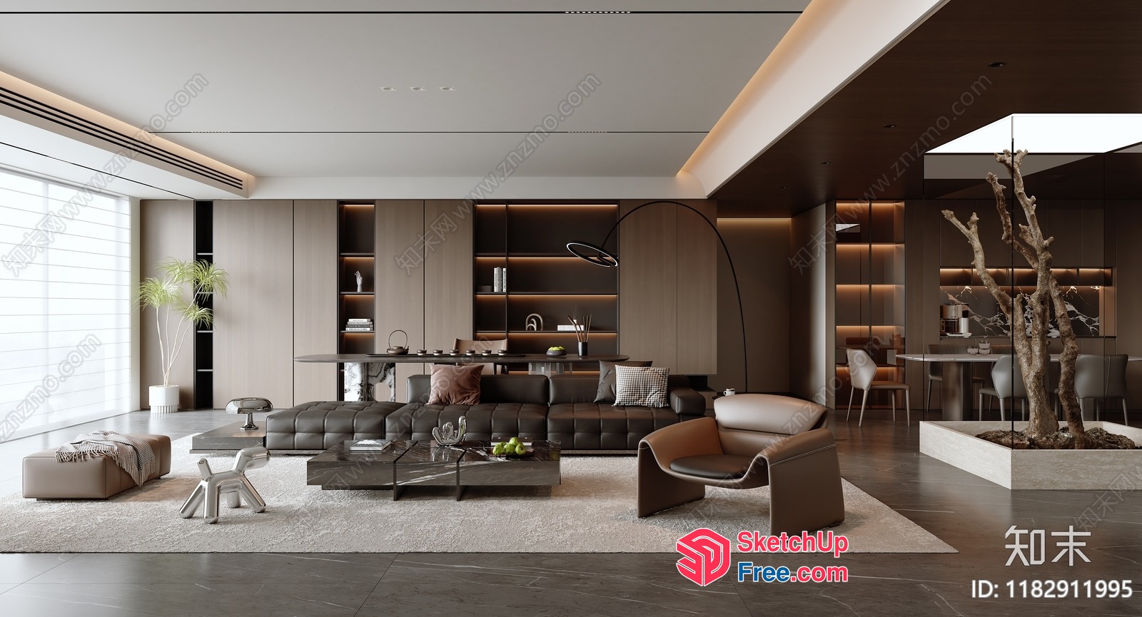 Modern Minimalist Living Room With Sleek Furniture And Natural Light 3D SketchUp File