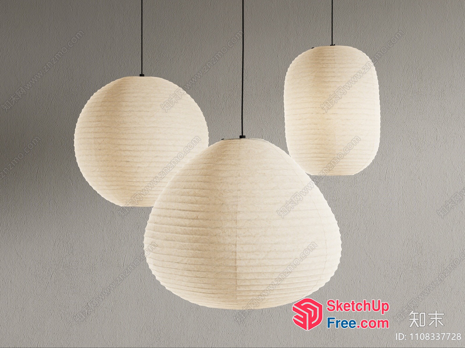 Elegant Hanging Paper Lanterns 3D SketchUp File