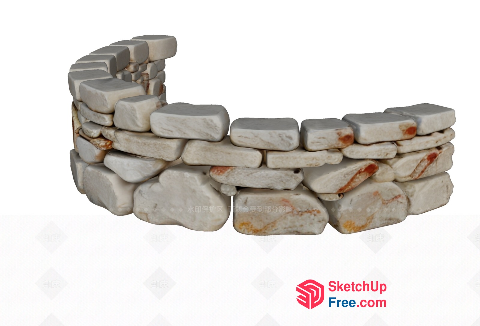 White Stone Wall Interior Design 3D SketchUp File