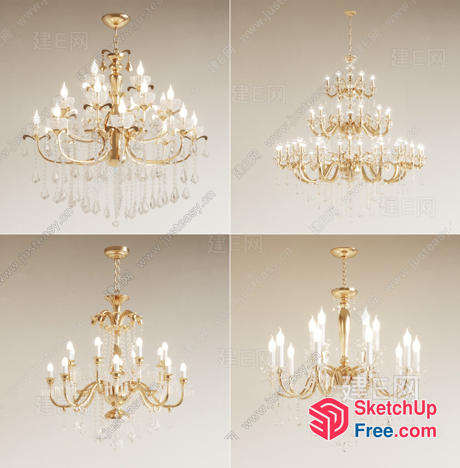 Elegant Chandeliers In Various Styles 3D SketchUp File