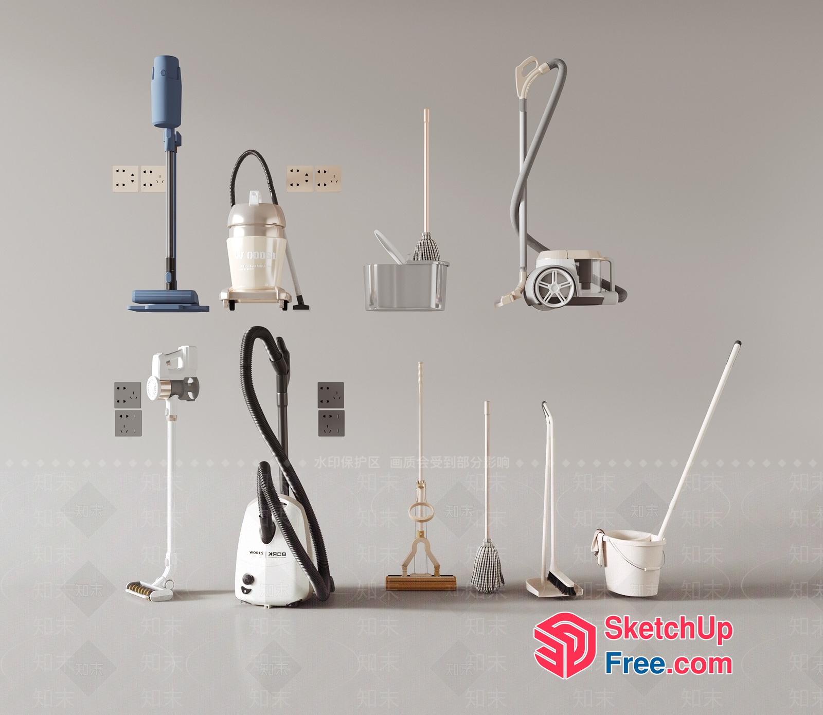 Cleaning Equipment And Accessories Collection 3D SketchUp File