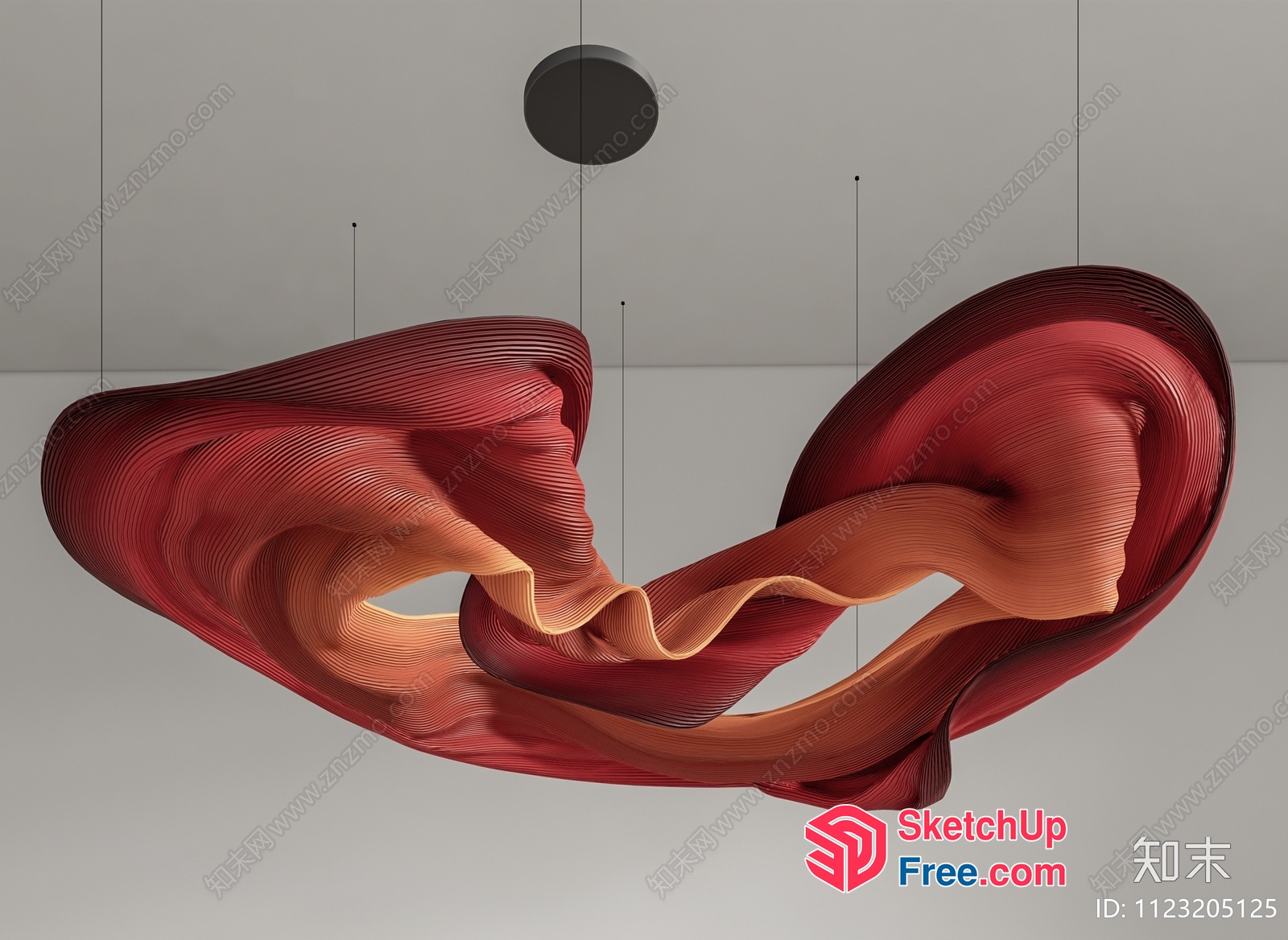 Intricate Red And Orange Abstract Sculpture 3D SketchUp File