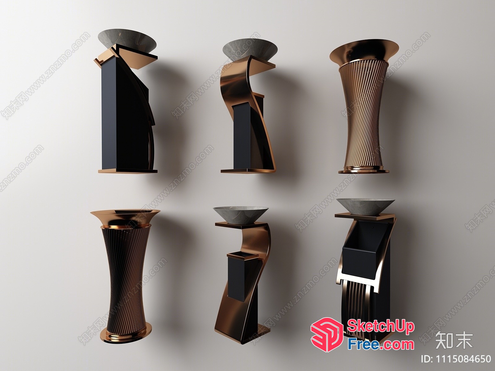 Ornate, Abstract, Metal Pedestal Display 3D SketchUp File