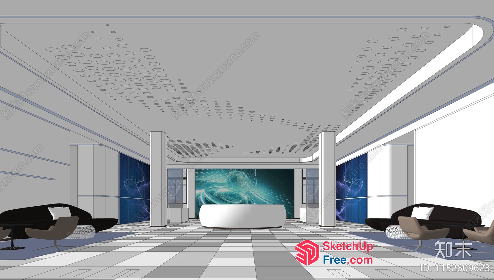 Modern Reception Area With Contemporary Design Elements 3D SketchUp File