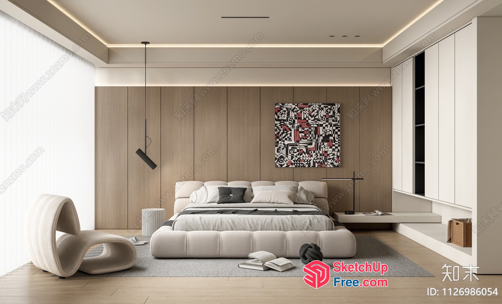 Minimalist Style Bedroom With Modern Furniture 3D SketchUp File