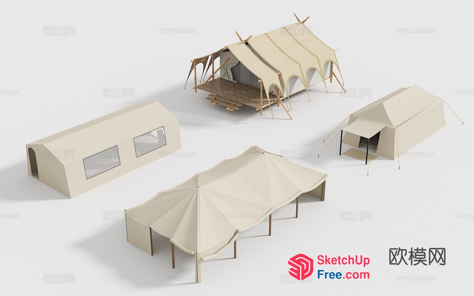 White Outdoor Tent Collection 3D SketchUp File
