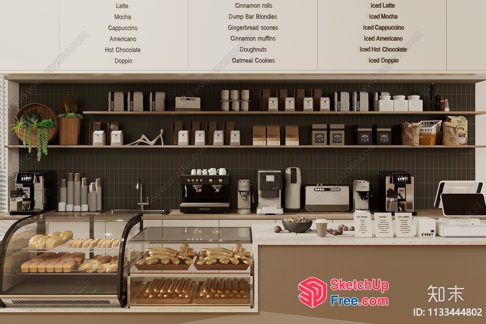 Modern Coffee Shop Interior With Sleek Furniture And Neutral Decor 3D SketchUp File