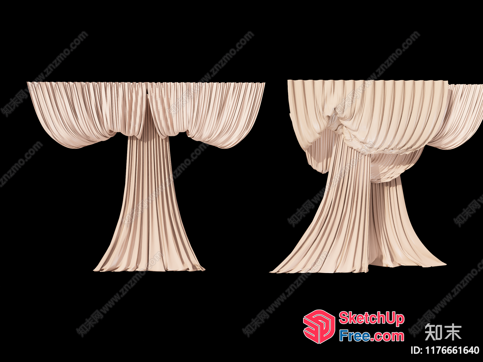 Ornate Drapery And Pillar Design 3D SketchUp File