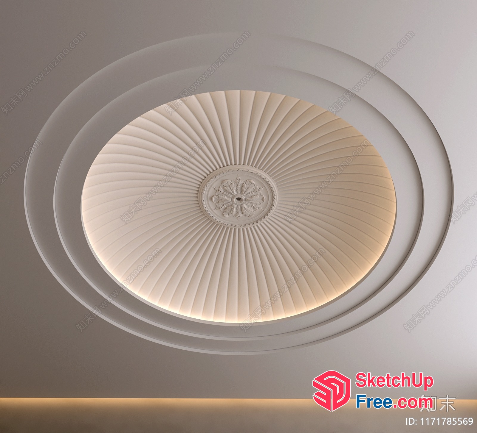 Elegant Ceiling Design With Ornate Center And Soft Lighting 3D SketchUp File