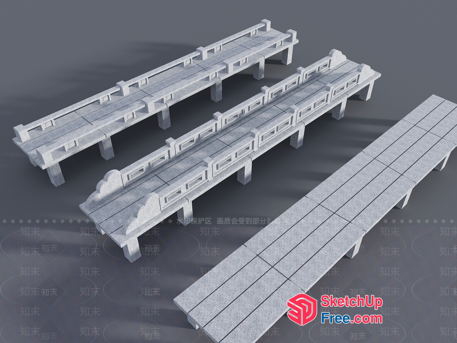 Long Benches In A Row 3D SketchUp File