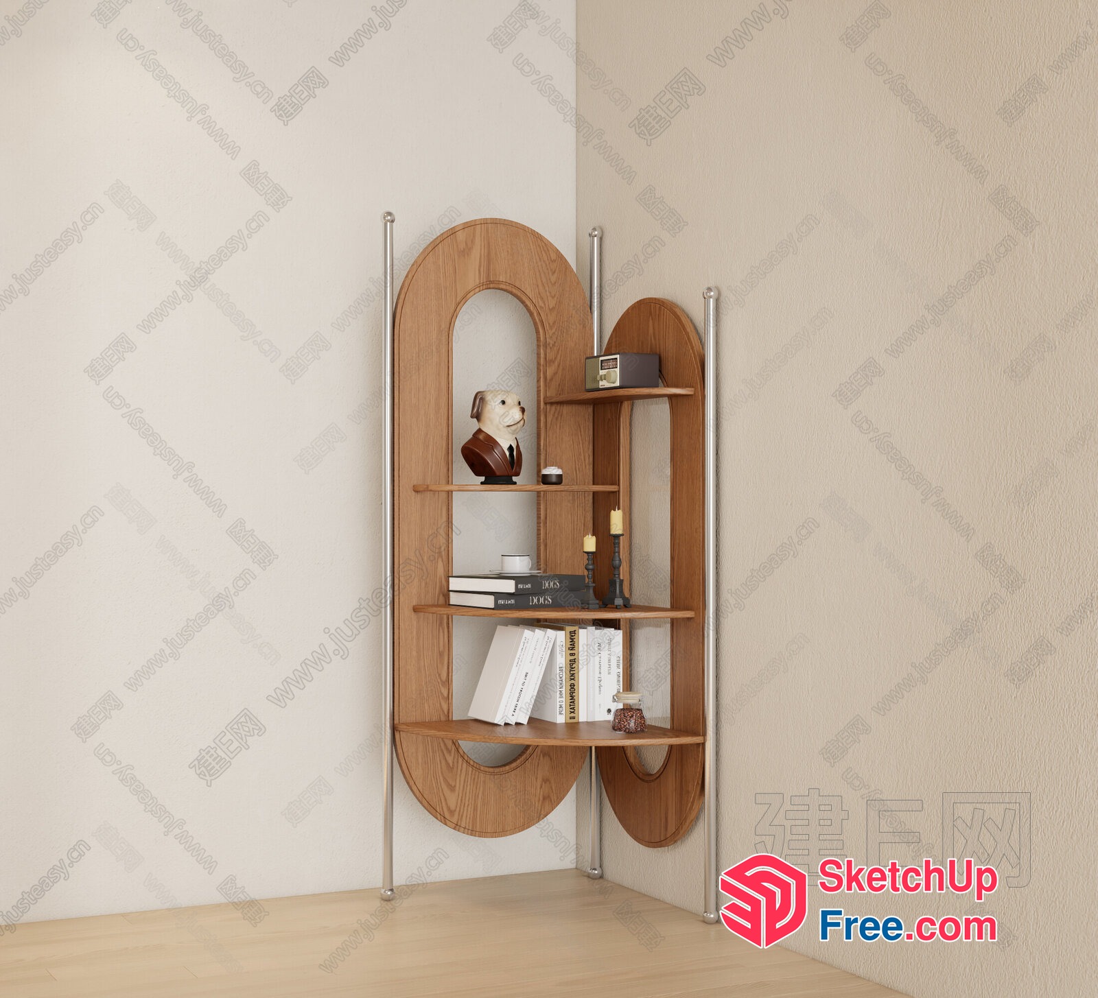 Elegant Shelving Unit With Bookcase And Decorative Shelf 3D SketchUp File