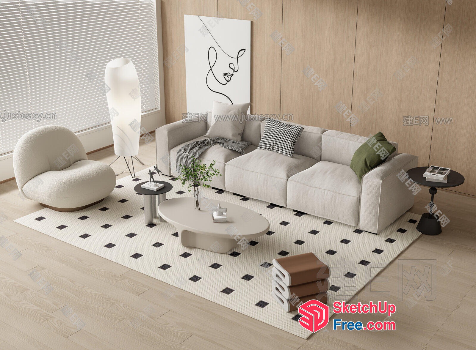 Modern Minimalist Living Room Design 3D SketchUp File